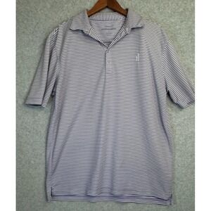 Johnnie-O‎ Prep-Formance Striped Polo Shirt Purple White Size L Golf Tennis